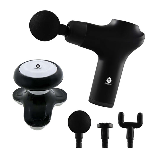 Pursonic Muscle Recovery & Relaxation Power Duo: Massage Gun & Handheld Electric Sport Massager - Couch Potato