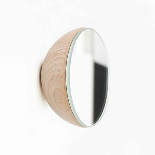 Round Beech Wood Wall Mounted Mirror Coat Hook - Couch Potato