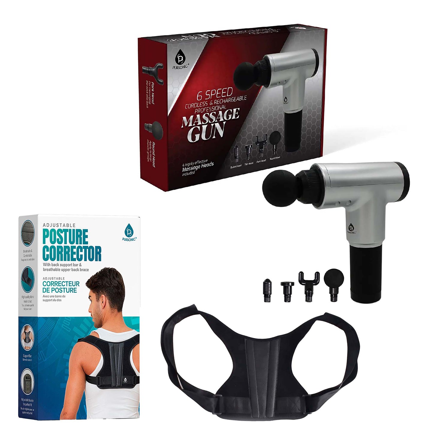 Adjustable Posture Corrector & Professional Massage Gun - Couch Potato