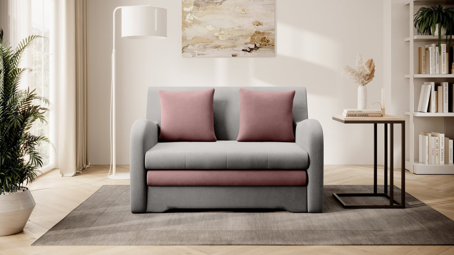 Ario Condo Style 2 Seater Storage Sleeper Sofa - Grey/Blush - Couch Potato
