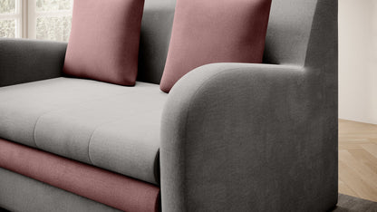 Ario Condo Style 2 Seater Storage Sleeper Sofa - Grey/Blush - Couch Potato