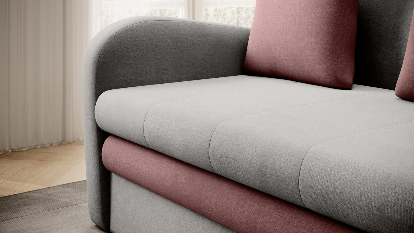 Ario Condo Style 2 Seater Storage Sleeper Sofa - Grey/Blush - Couch Potato