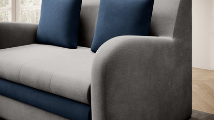 Ario Condo Style 2 Seater Storage Sleeper Sofa - Grey/Navy - Couch Potato