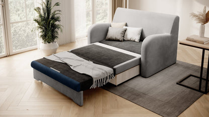 Ario Condo Style 2 Seater Storage Sleeper Sofa - Grey/Navy - Couch Potato