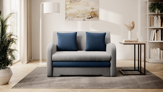 Ario Condo Style 2 Seater Storage Sleeper Sofa - Grey/Navy - Couch Potato