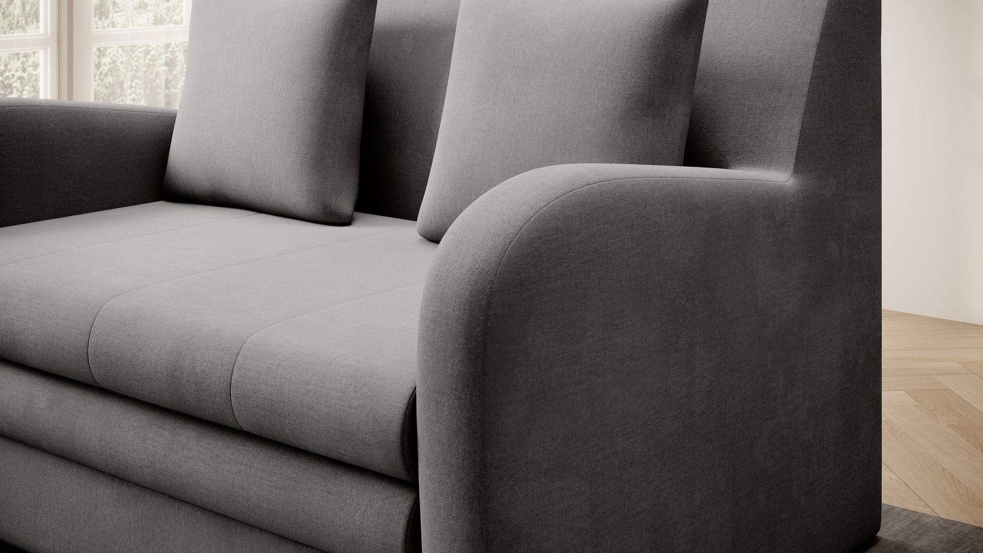 Ario Condo Style 2 Seater Storage Sleeper Sofa - Grey - Couch Potato