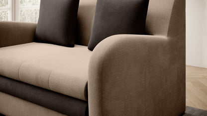 Ario Condo Style 2 Seater Storage Sleeper Sofa - Beige/Brown - Couch Potato