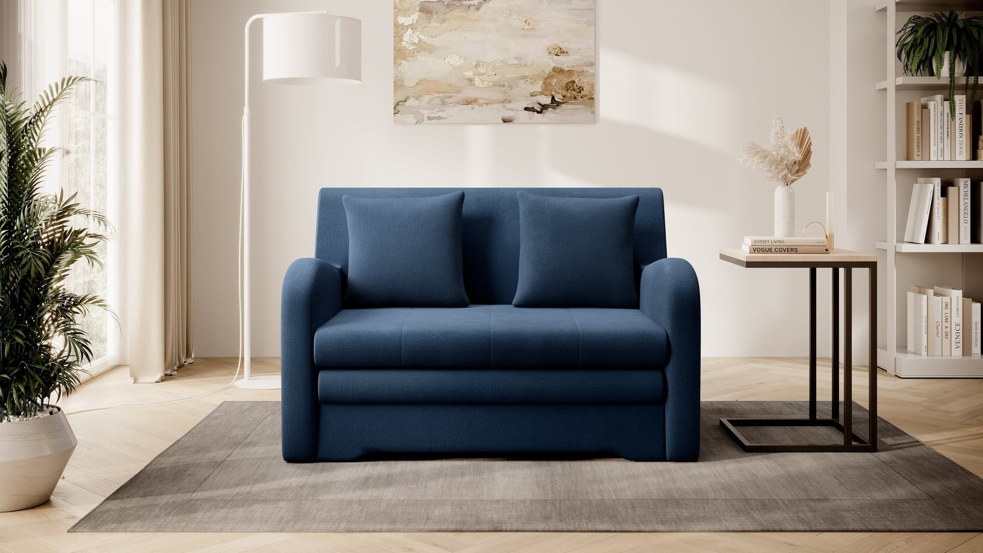 Ario Condo Style 2 Seater Storage Sleeper Sofa - Blue - Couch Potato