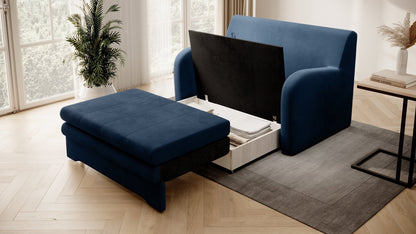 Ario Condo Style 2 Seater Storage Sleeper Sofa - Blue - Couch Potato