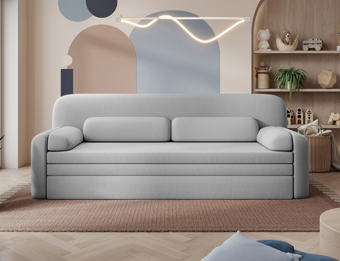 Elioss 3 Seater Storage Sleeper Sofa - Light Grey - Couch Potato