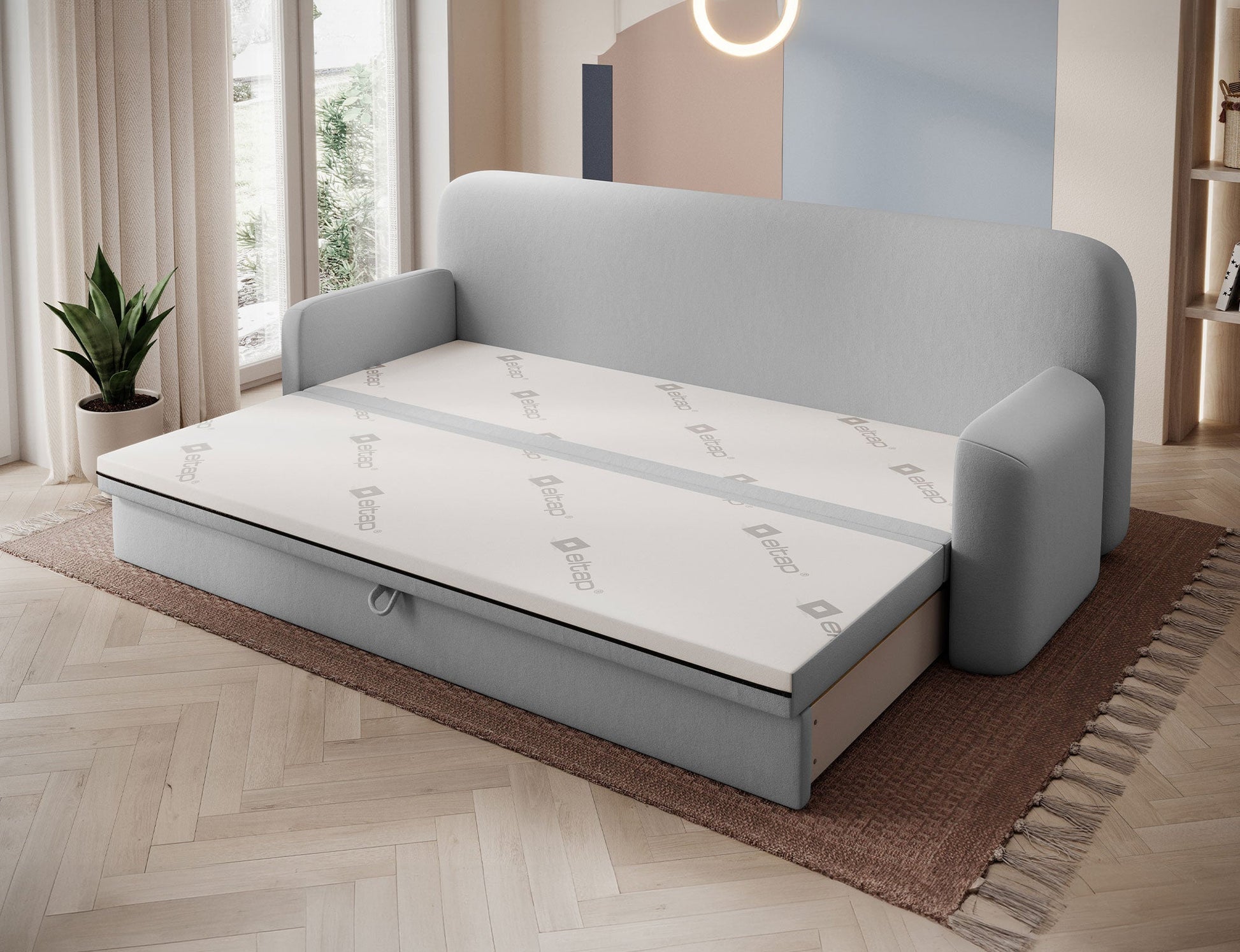 Elioss 3 Seater Storage Sleeper Sofa - Light Grey - Couch Potato