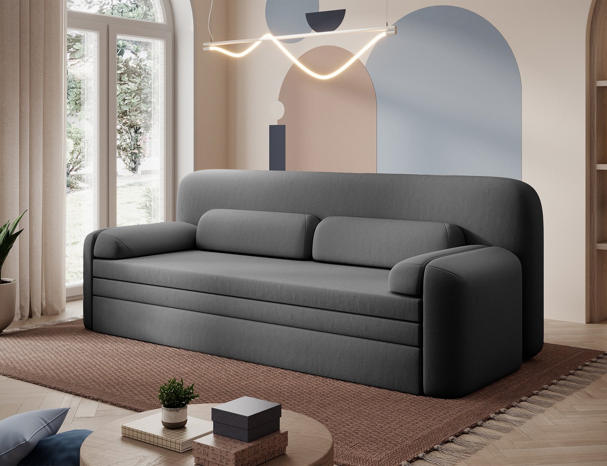 Elioss 3 Seater Storage Sleeper Sofa - Dark Grey - Couch Potato