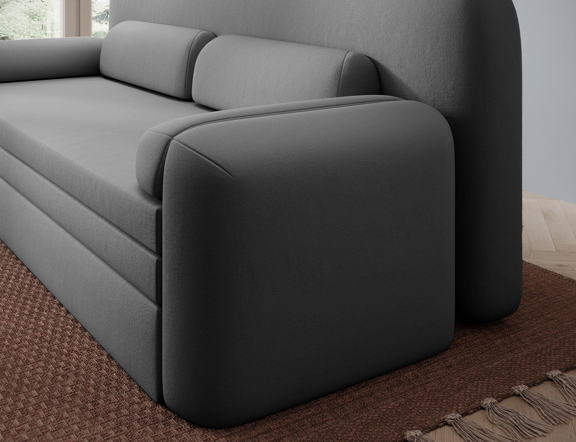 Elioss 3 Seater Storage Sleeper Sofa - Dark Grey - Couch Potato