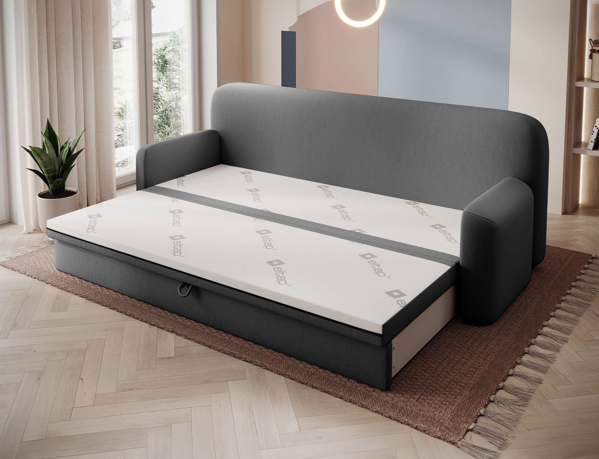 Elioss 3 Seater Storage Sleeper Sofa - Dark Grey - Couch Potato