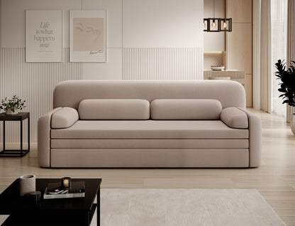 Elioss 3 Seater Storage Sleeper Sofa - Beige - Couch Potato