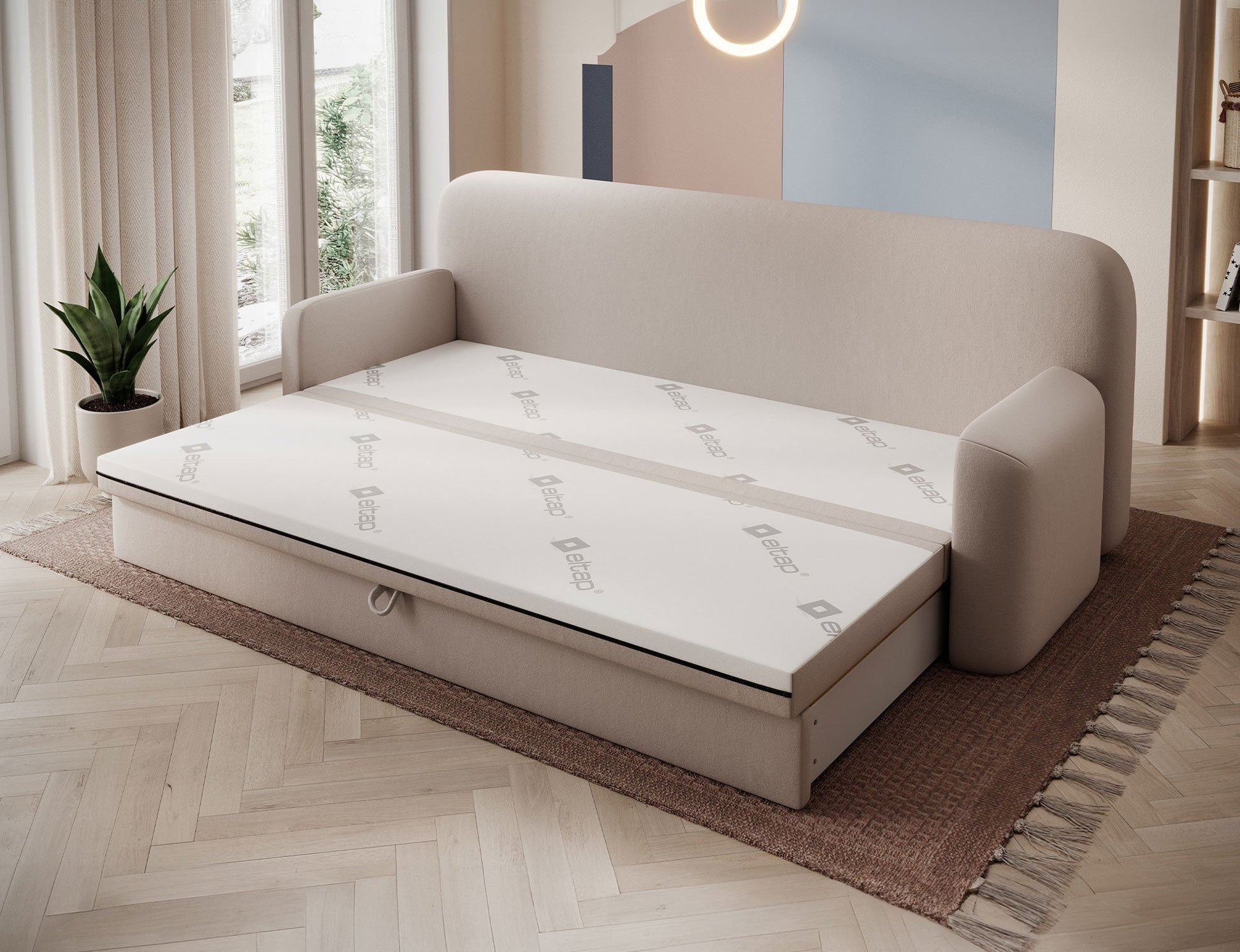 Elioss 3 Seater Storage Sleeper Sofa - Beige - Couch Potato