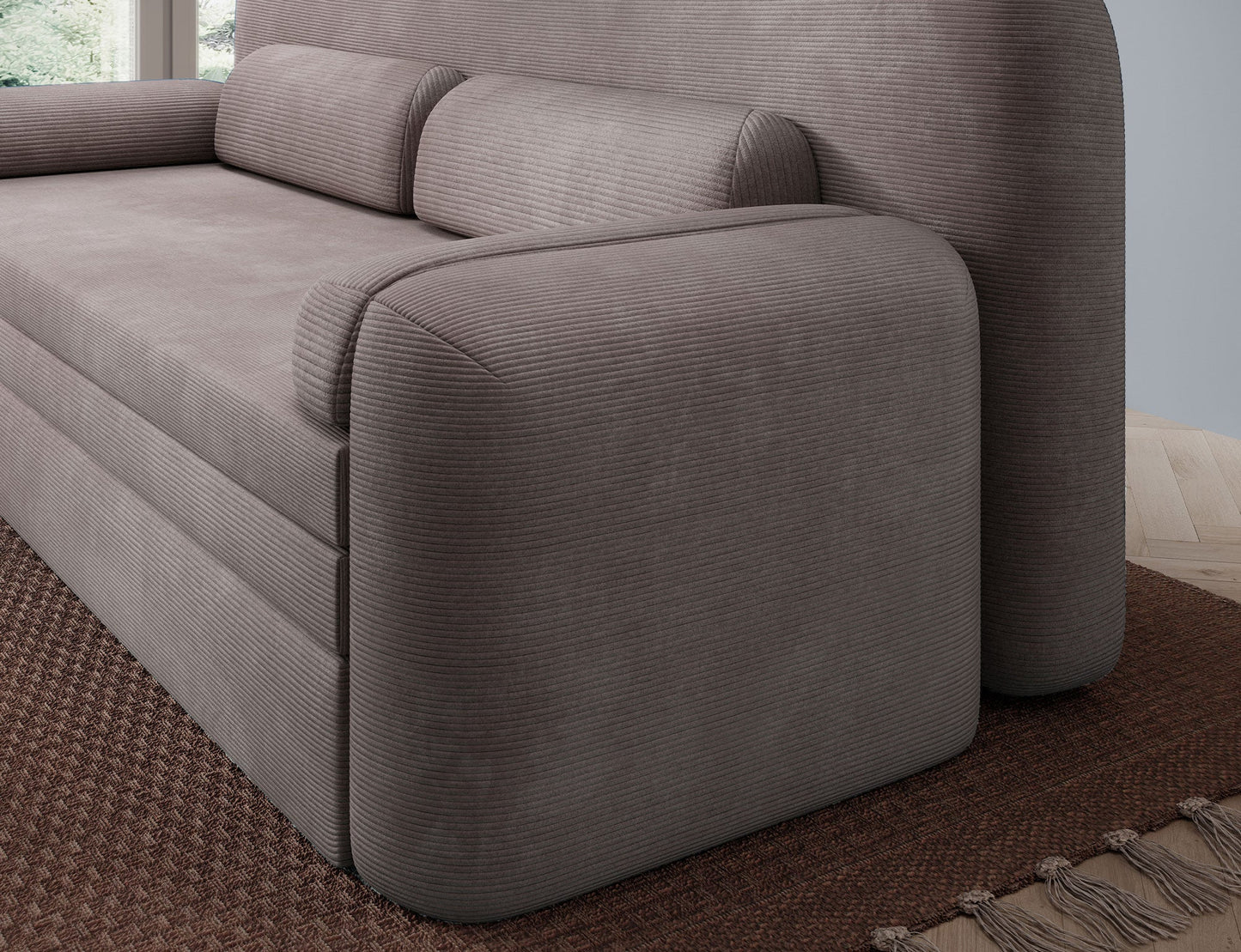 Elioss 3 Seater Storage Sleeper Sofa - Fudge Brown - Couch Potato