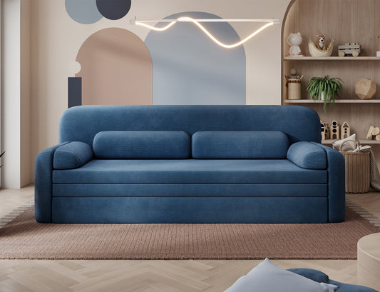 Elioss 3 Seater Storage Sleeper Sofa - Blue - Couch Potato