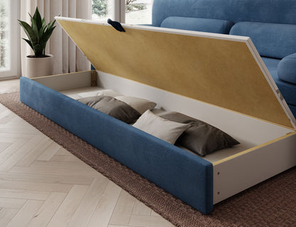 Elioss 3 Seater Storage Sleeper Sofa - Blue - Couch Potato