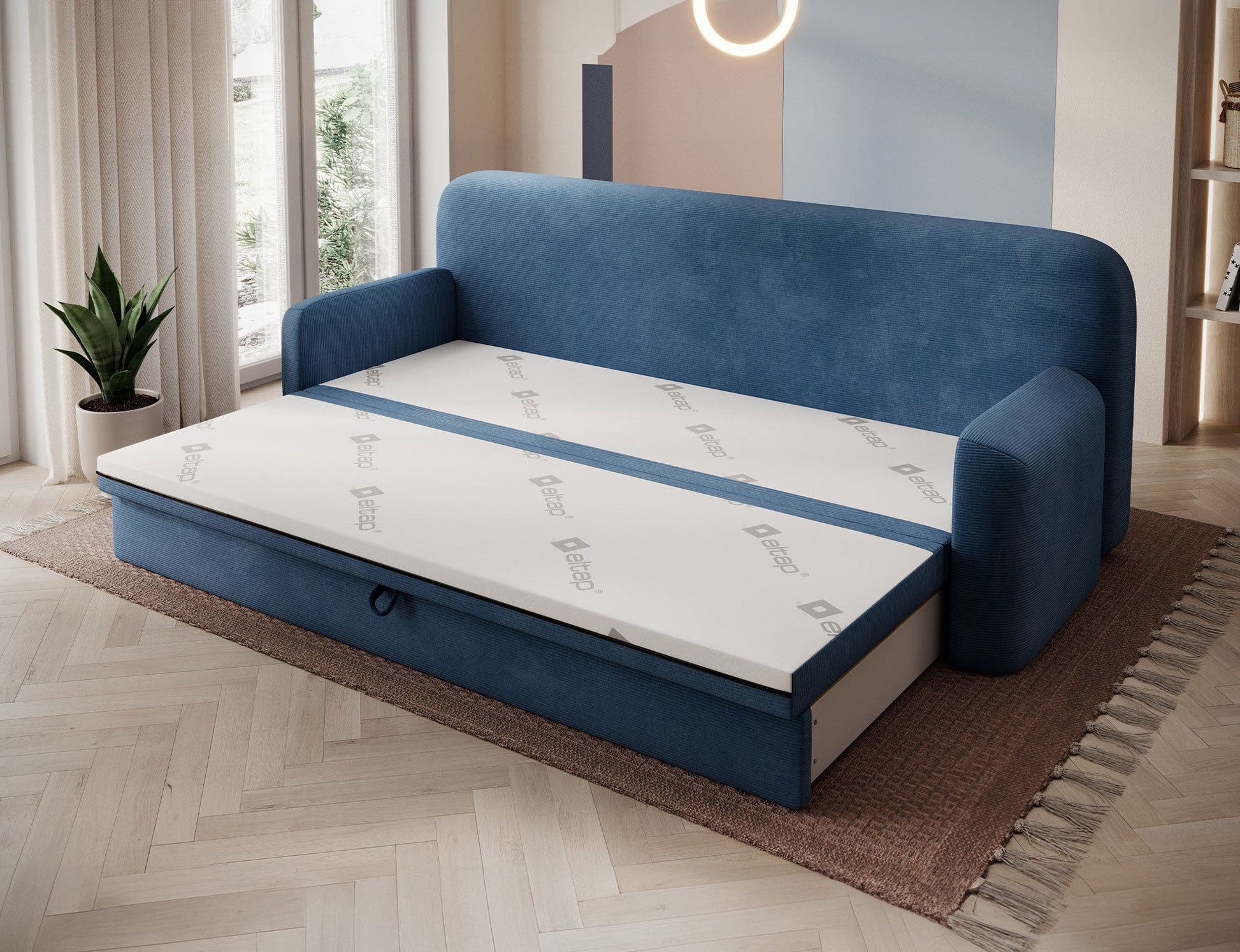 Elioss 3 Seater Storage Sleeper Sofa - Blue - Couch Potato