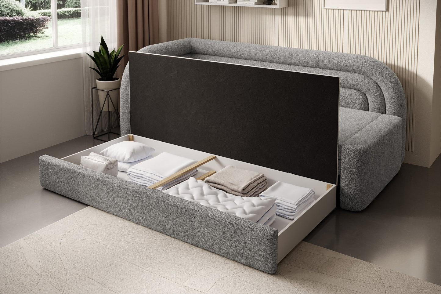 Fabillo Storage Sleeper Sofa - Light Grey - Couch Potato