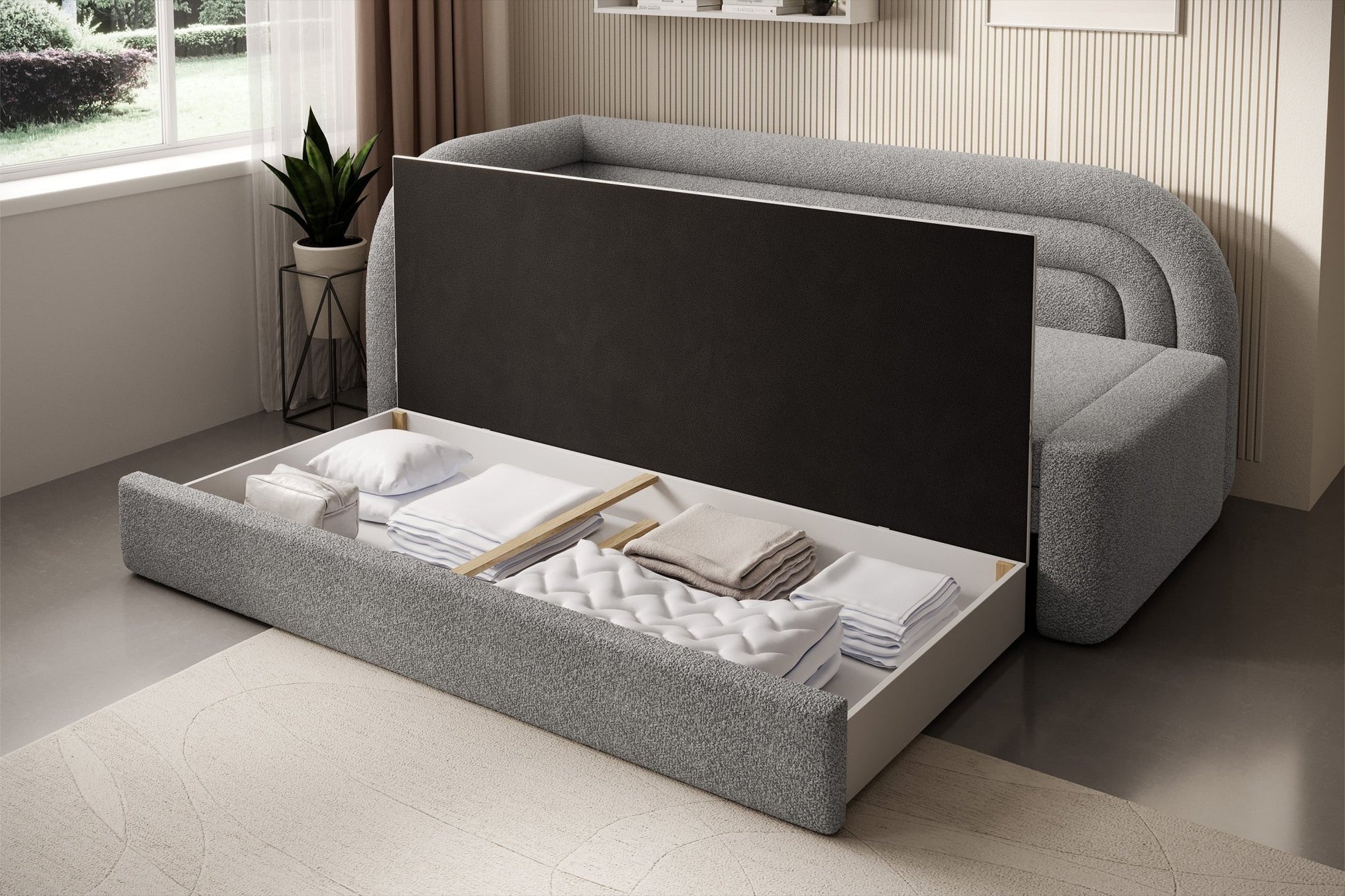 Fabillo Storage Sleeper Sofa - Light Grey - Couch Potato