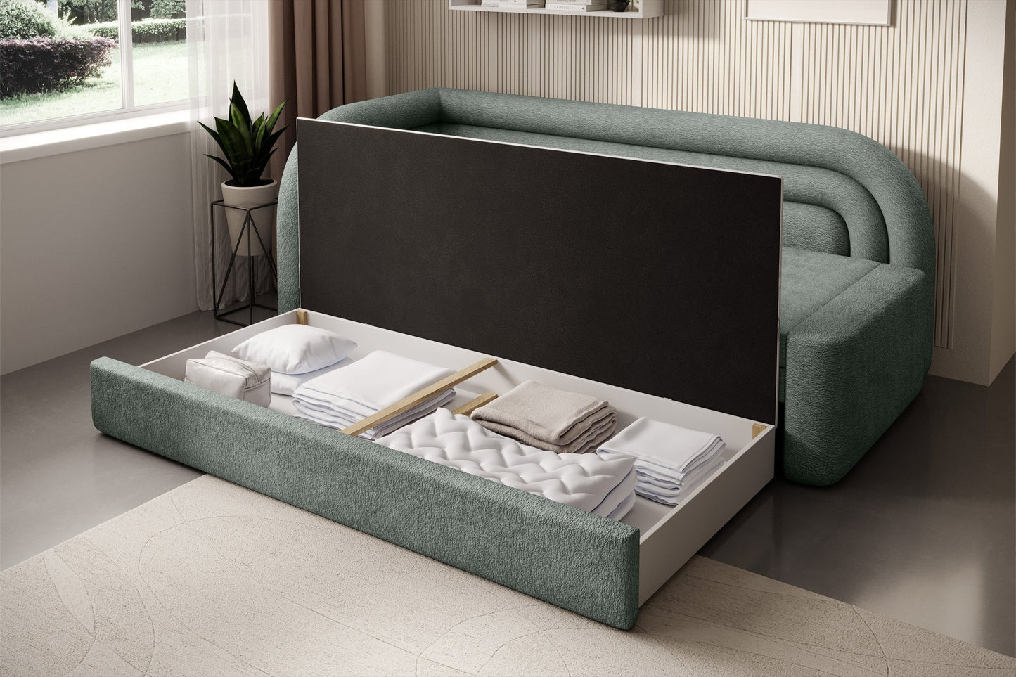 Fabillo Storage Sleeper Sofa - Moss Green - Couch Potato