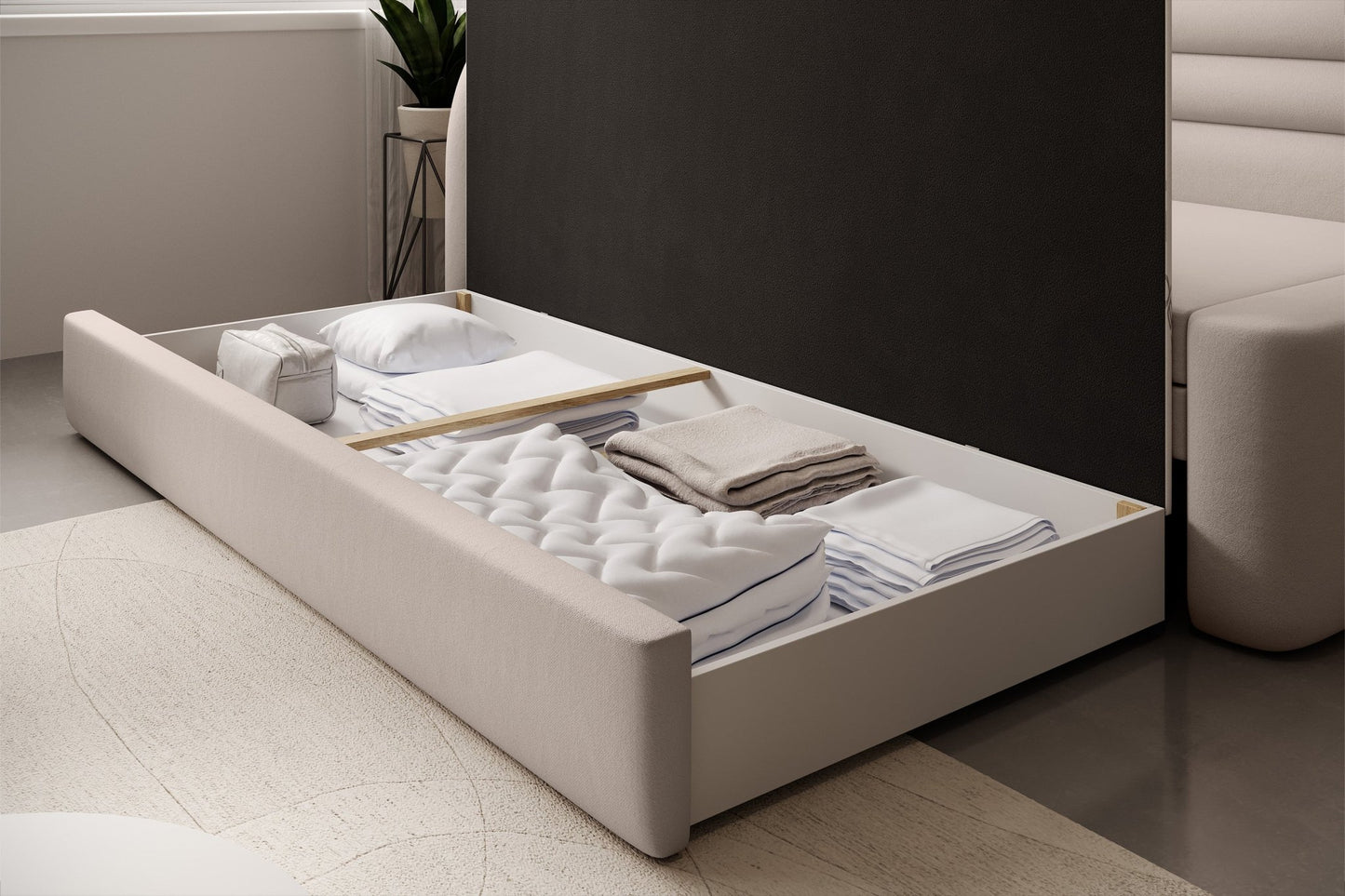 Fabillo Storage Sleeper Sofa - Beige - Couch Potato