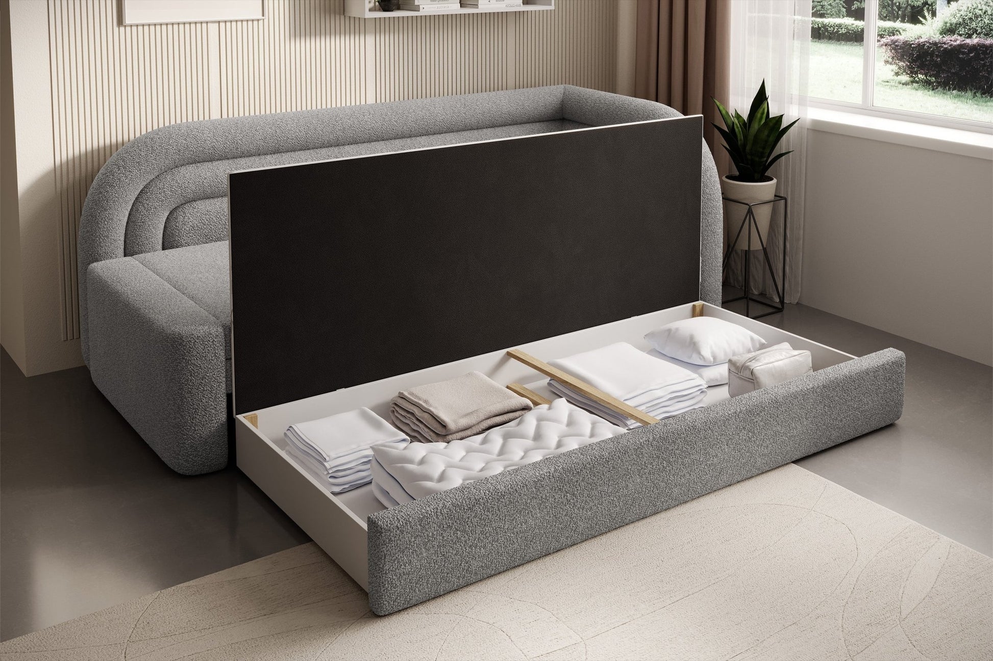 Fabillo Storage Sleeper Sofa - Light Grey - Couch Potato