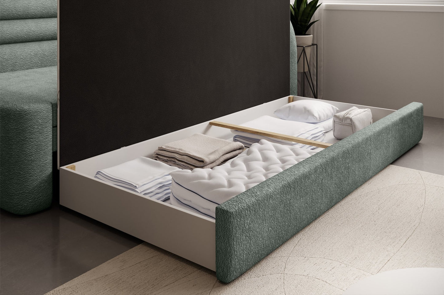 Fabillo Storage Sleeper Sofa - Moss Green - Couch Potato