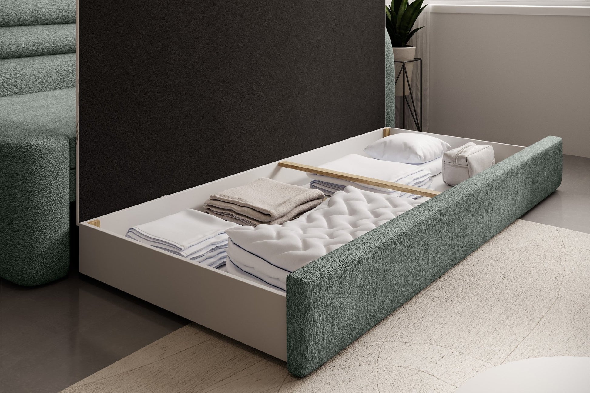 Fabillo Storage Sleeper Sofa - Moss Green - Couch Potato