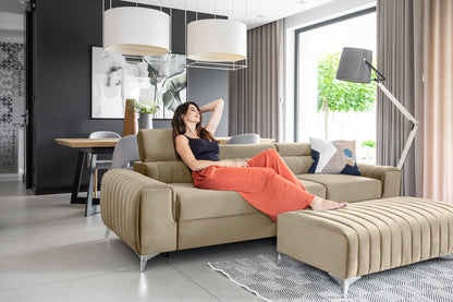 Laurence 3 Seater Velvet Sleeper Sofa - Beige - Couch Potato