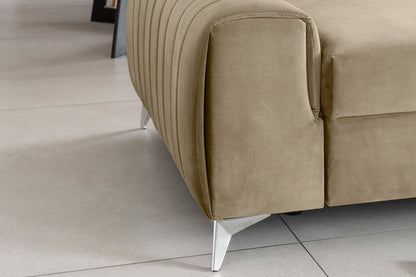 Laurence 3 Seater Velvet Sleeper Sofa - Beige - Couch Potato