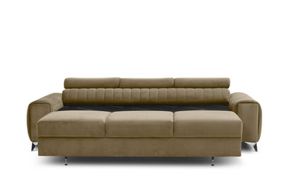 Laurence 3 Seater Velvet Sleeper Sofa - Beige - Couch Potato
