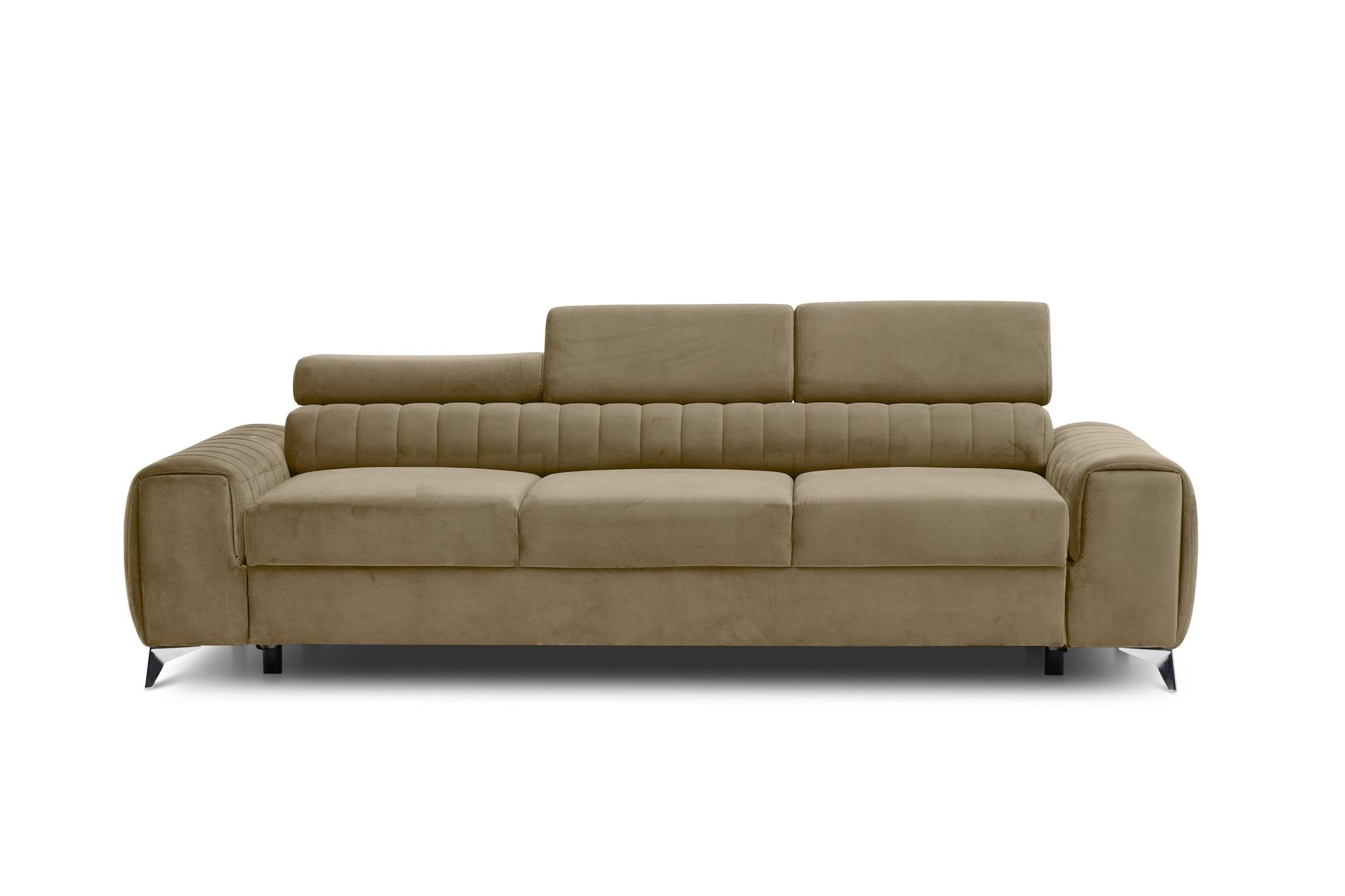 Laurence 3 Seater Velvet Sleeper Sofa - Beige - Couch Potato