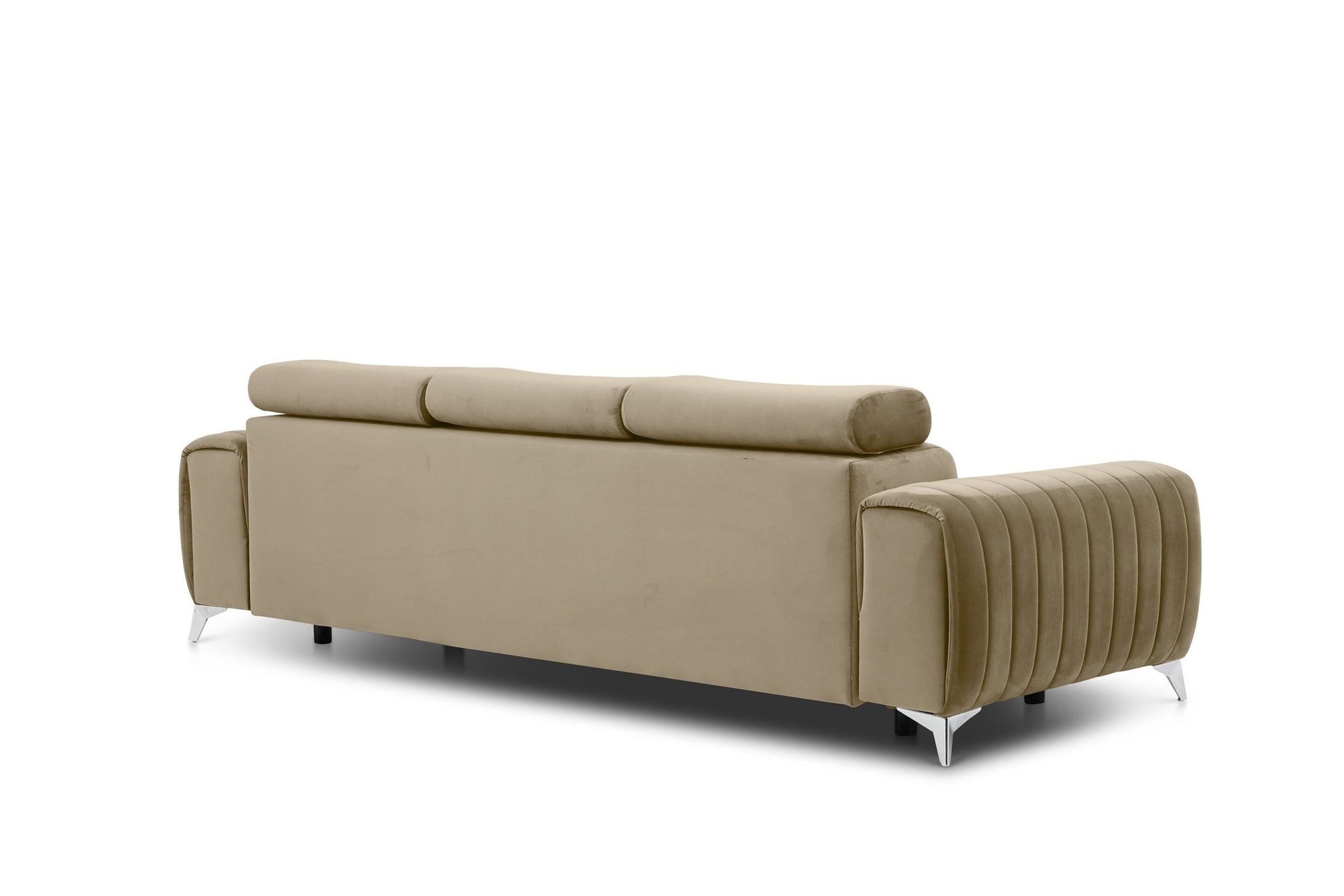 Laurence 3 Seater Velvet Sleeper Sofa - Beige - Couch Potato