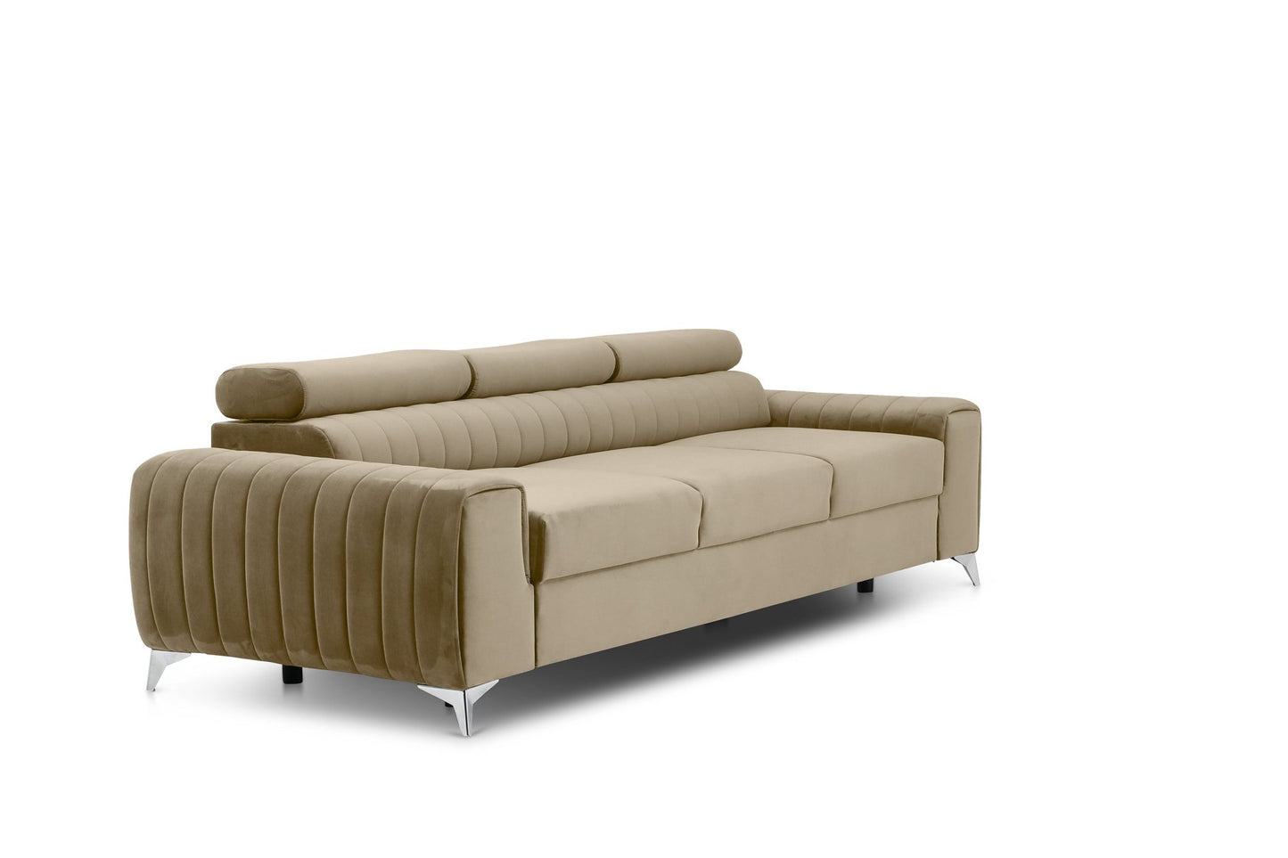 Laurence 3 Seater Velvet Sleeper Sofa - Beige - Couch Potato