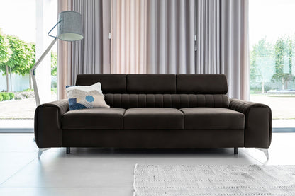 Laurence 3 Seater Velvet Sleeper Sofa - Dark Brown - Couch Potato