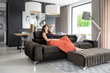 Laurence 3 Seater Velvet Sleeper Sofa - Dark Brown - Couch Potato