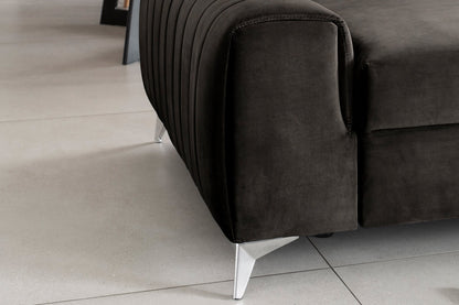 Laurence 3 Seater Velvet Sleeper Sofa - Dark Brown - Couch Potato