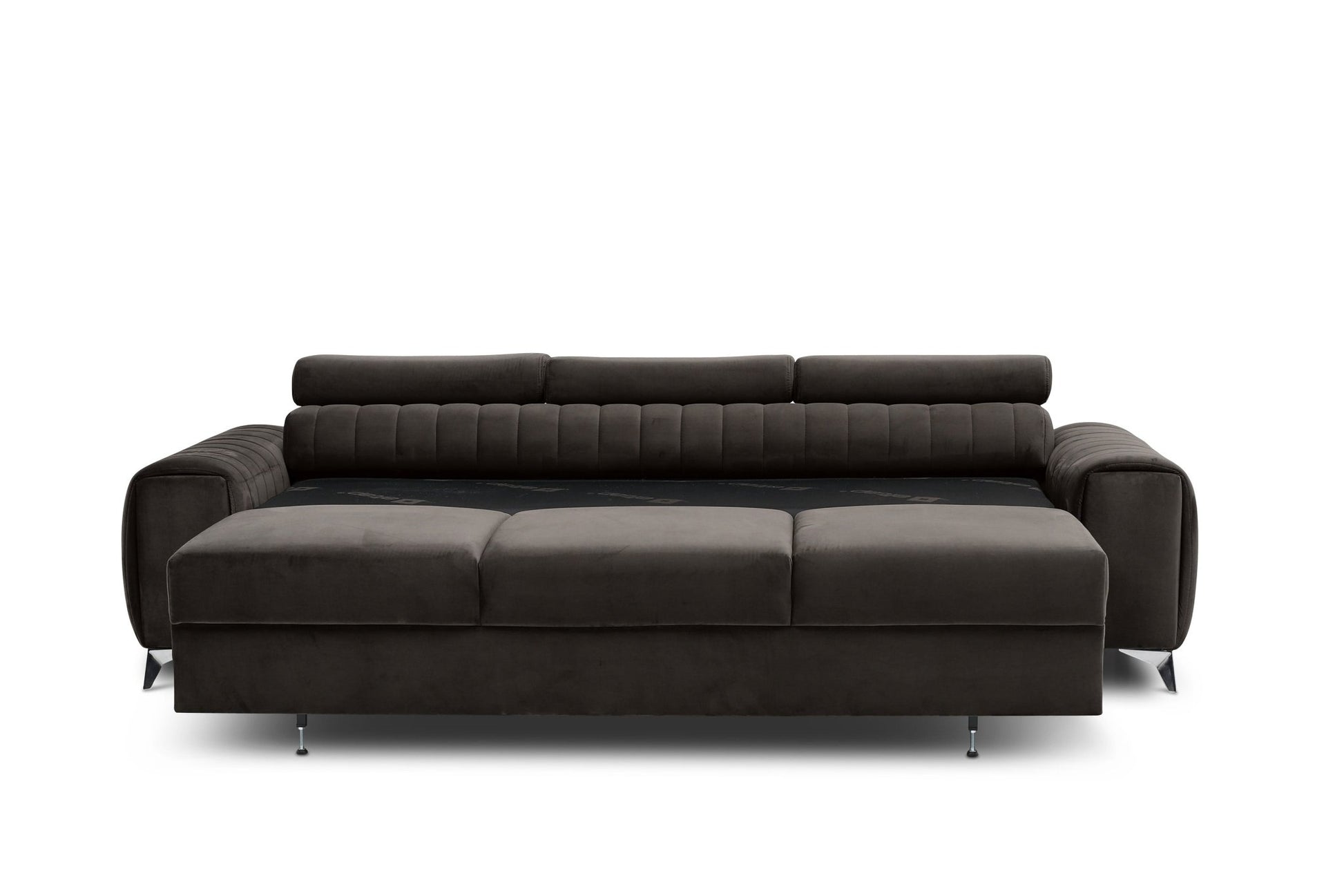 Laurence 3 Seater Velvet Sleeper Sofa - Dark Brown - Couch Potato