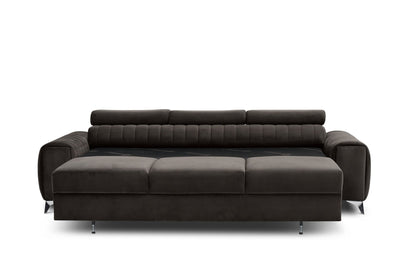 Laurence 3 Seater Velvet Sleeper Sofa - Dark Brown - Couch Potato