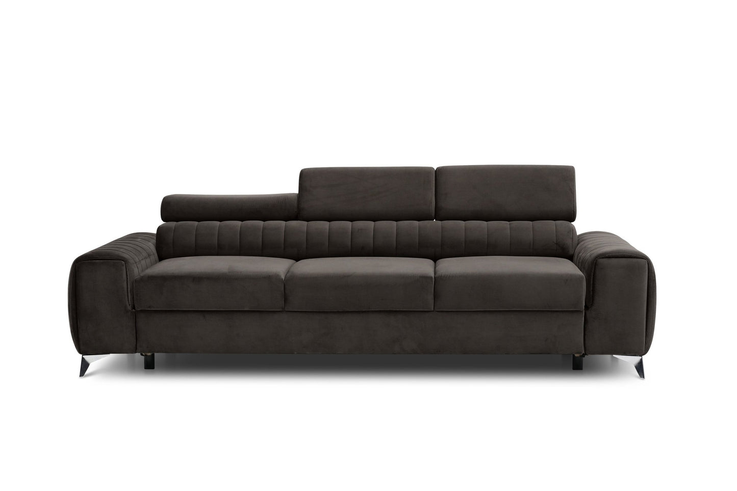 Laurence 3 Seater Velvet Sleeper Sofa - Dark Brown - Couch Potato