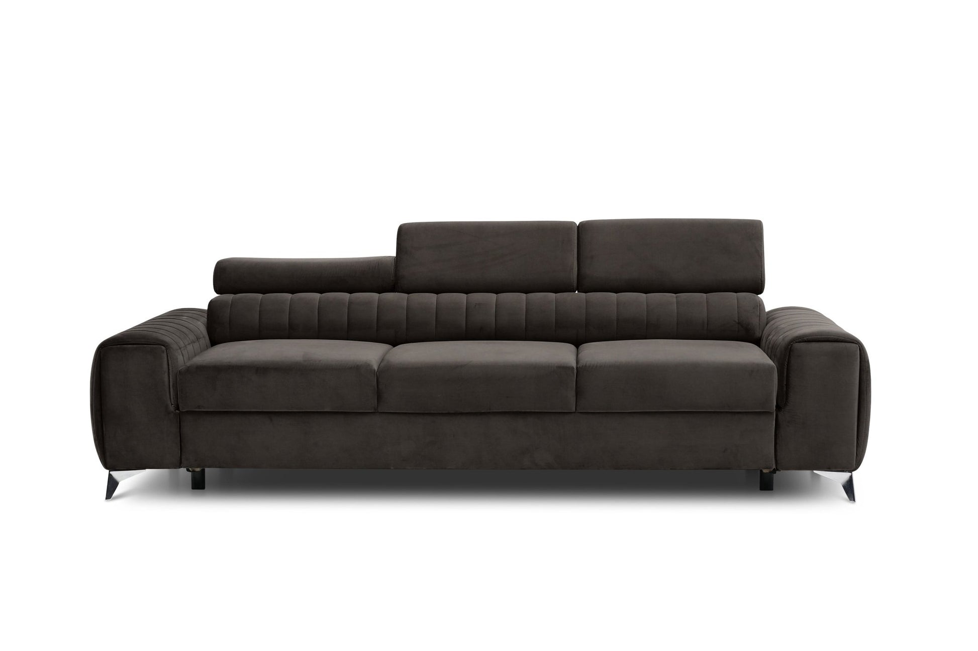 Laurence 3 Seater Velvet Sleeper Sofa - Dark Brown - Couch Potato