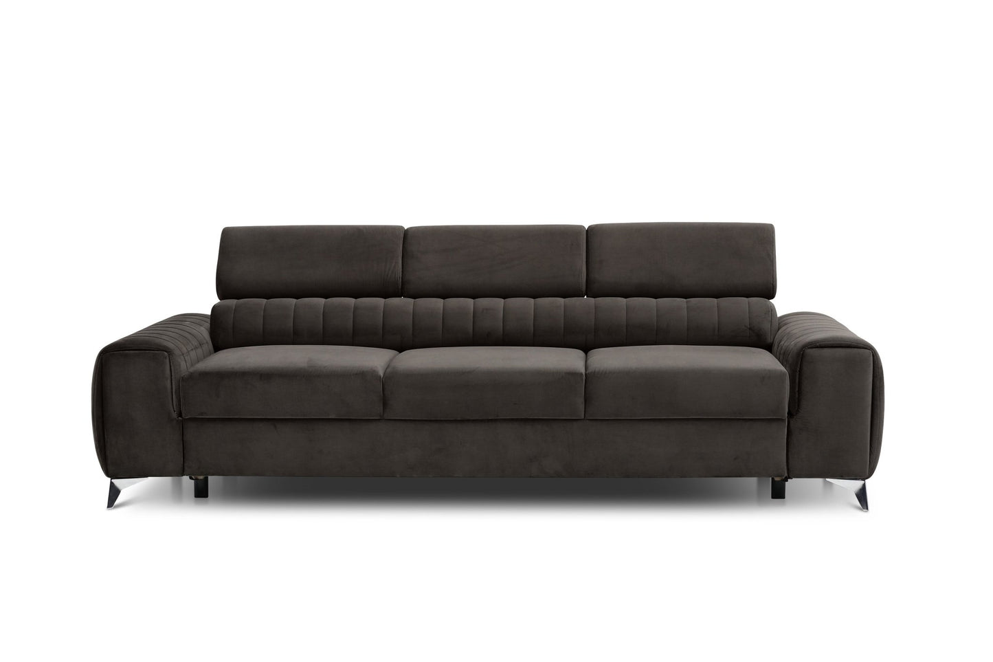 Laurence 3 Seater Velvet Sleeper Sofa - Dark Brown - Couch Potato