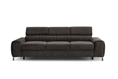 Laurence 3 Seater Velvet Sleeper Sofa - Dark Brown - Couch Potato