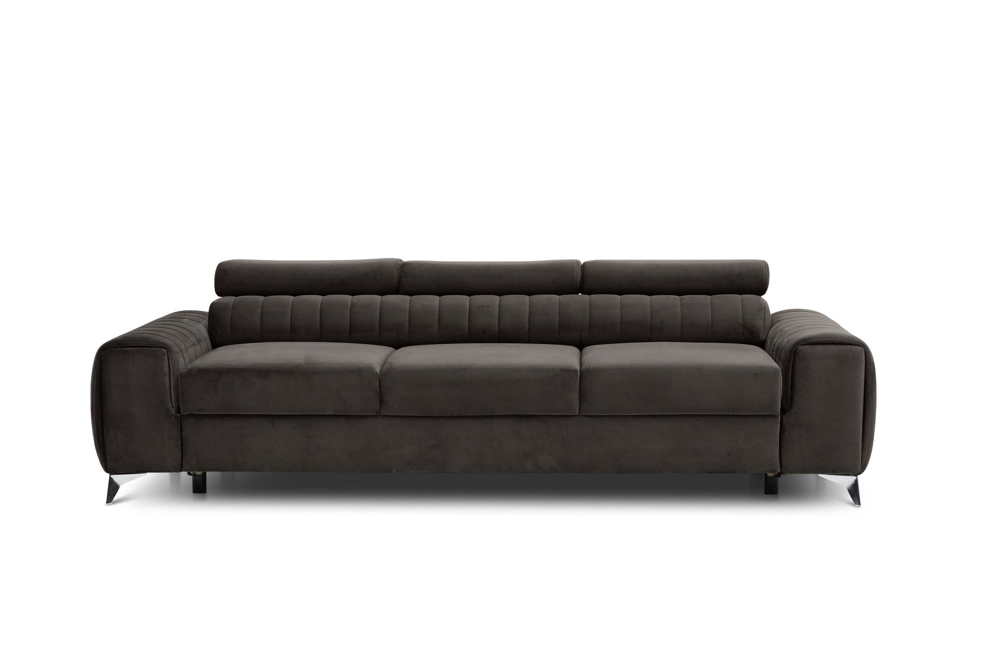 Laurence 3 Seater Velvet Sleeper Sofa - Dark Brown - Couch Potato