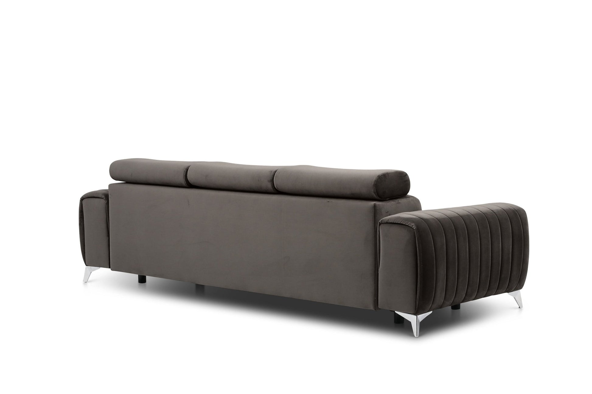 Laurence 3 Seater Velvet Sleeper Sofa - Dark Brown - Couch Potato