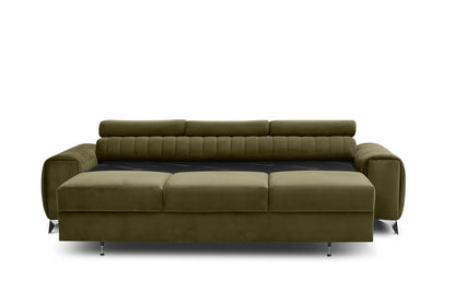 Laurence 3 Seater Velvet Sleeper Sofa - Olive Green - Couch Potato
