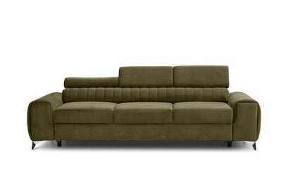 Laurence 3 Seater Velvet Sleeper Sofa - Olive Green - Couch Potato